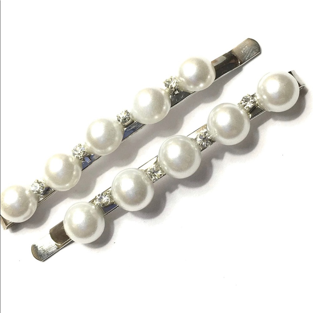 Faux Pearl & Rhinestones Bobby Pin Set 2